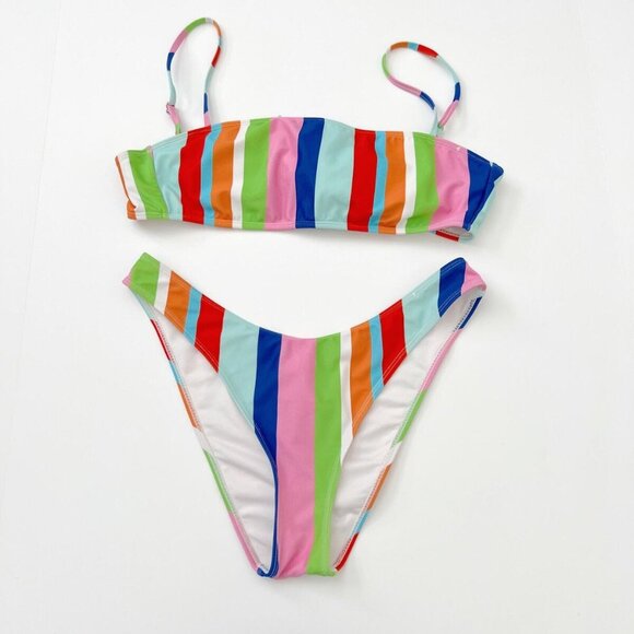 NWT Forever 21 Multi-stripe Bikini Set - Picture 1 of 1